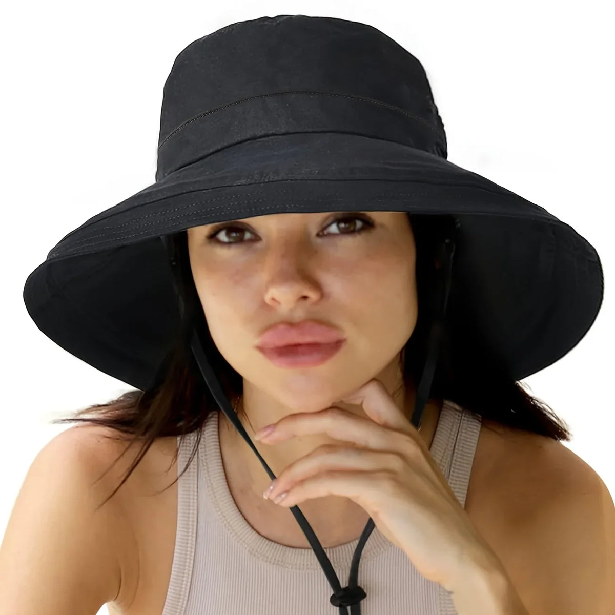 Sun Cap - Breathable foldable design with adjustable straps for beach gardening and outdoor activities.