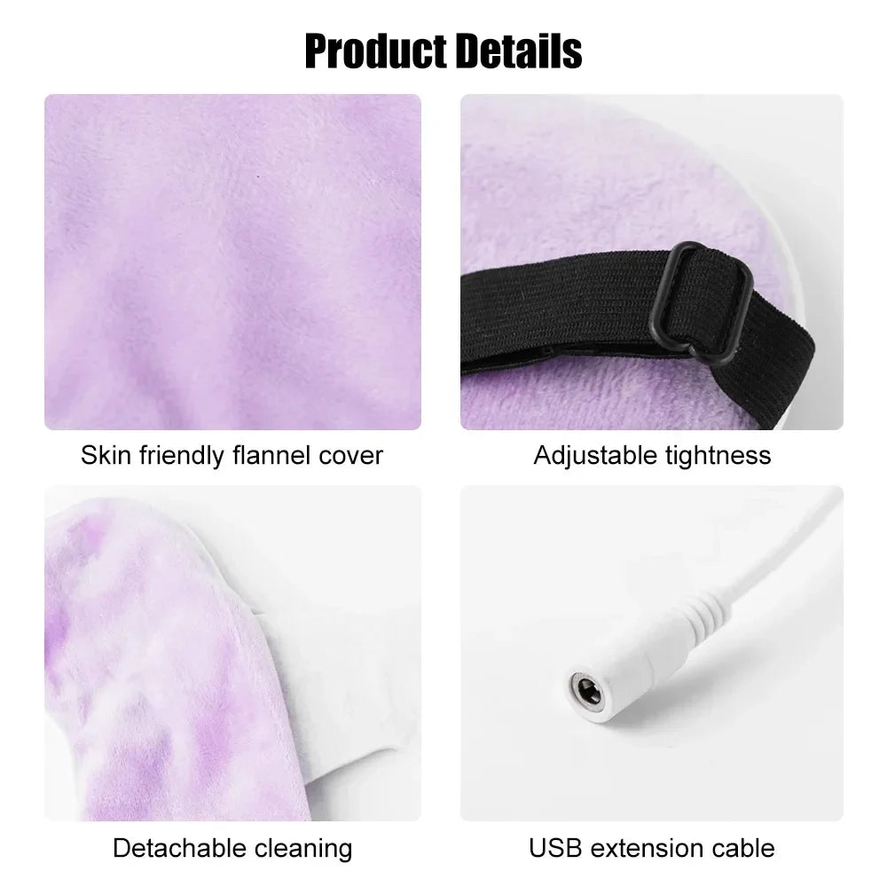 USB Heated Eye Mask for Dry Eyes & Sleep, Warm Compress with Constant Temperature, Corded Design for Dark Circles Puffiness Care