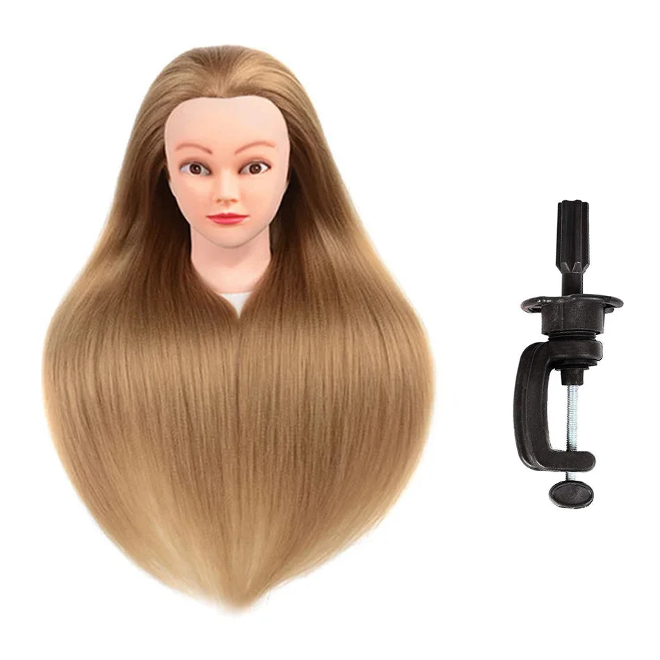 Realistic Mannequin Head With Synthetic Hair Versatile Beauty Training Aid For Hairstylist Makeup Practice Headdoll With Stand