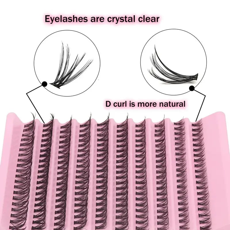 Eyelash Cluster 200 PCs DIY Individual Eyelashes Natural Look Wispy Eyelashes 9-16MM 40D Curly Hair Individual Cluster Eyelashes