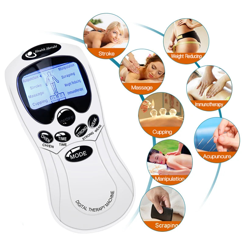 Electric Dual Output Tens Massage Machine Electrical EMS Muscle Stimulator Full Body Pulse Massager Acupuncture Digital Machine