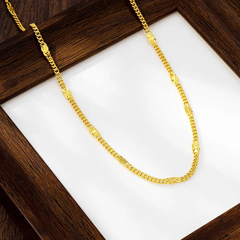 Luxury 24K 9999 Pure Gold real gold Women's Necklace