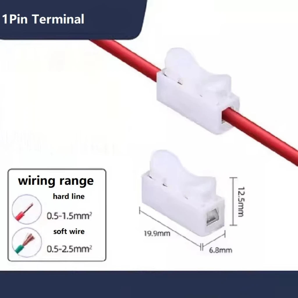 Quick Wire Connectors 1P 2P Screwless Spring Clamp Terminal Block No Soldering Cable Terminals For Electronics Wiring Connection