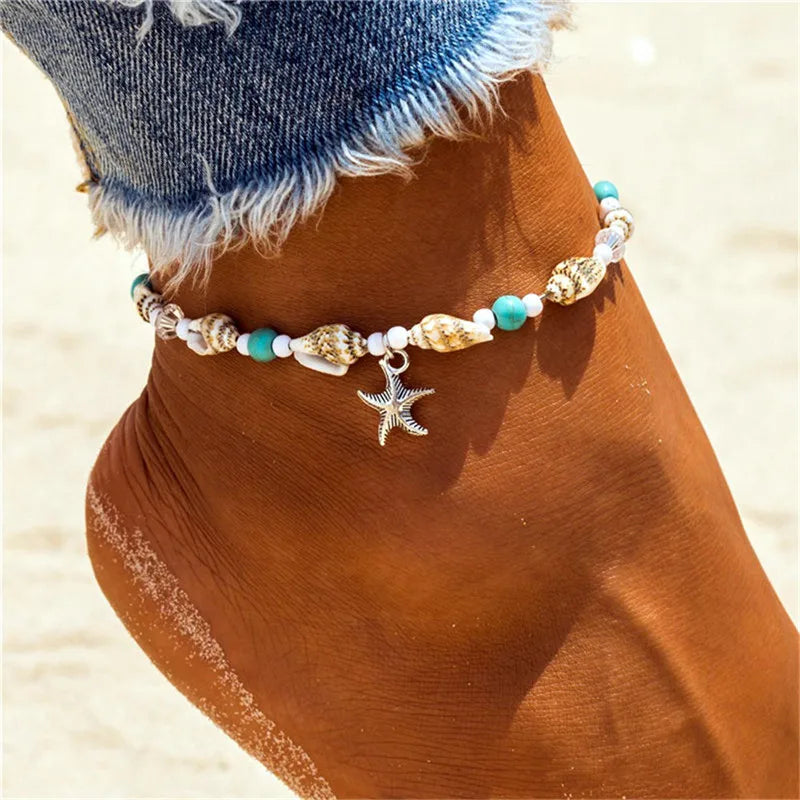 New Beads Starfish Anklets For Women Beach Anklet Leg Bracelet Handmade Bohemian Foot Chain Boho Summer Beach Jewelry
