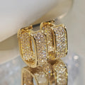 Huitan Korean Fashion Paved CZ Hoop Earrings for Women Metal Silver Color/Gold Color Simple Versatile Earrings Hot Jewelry