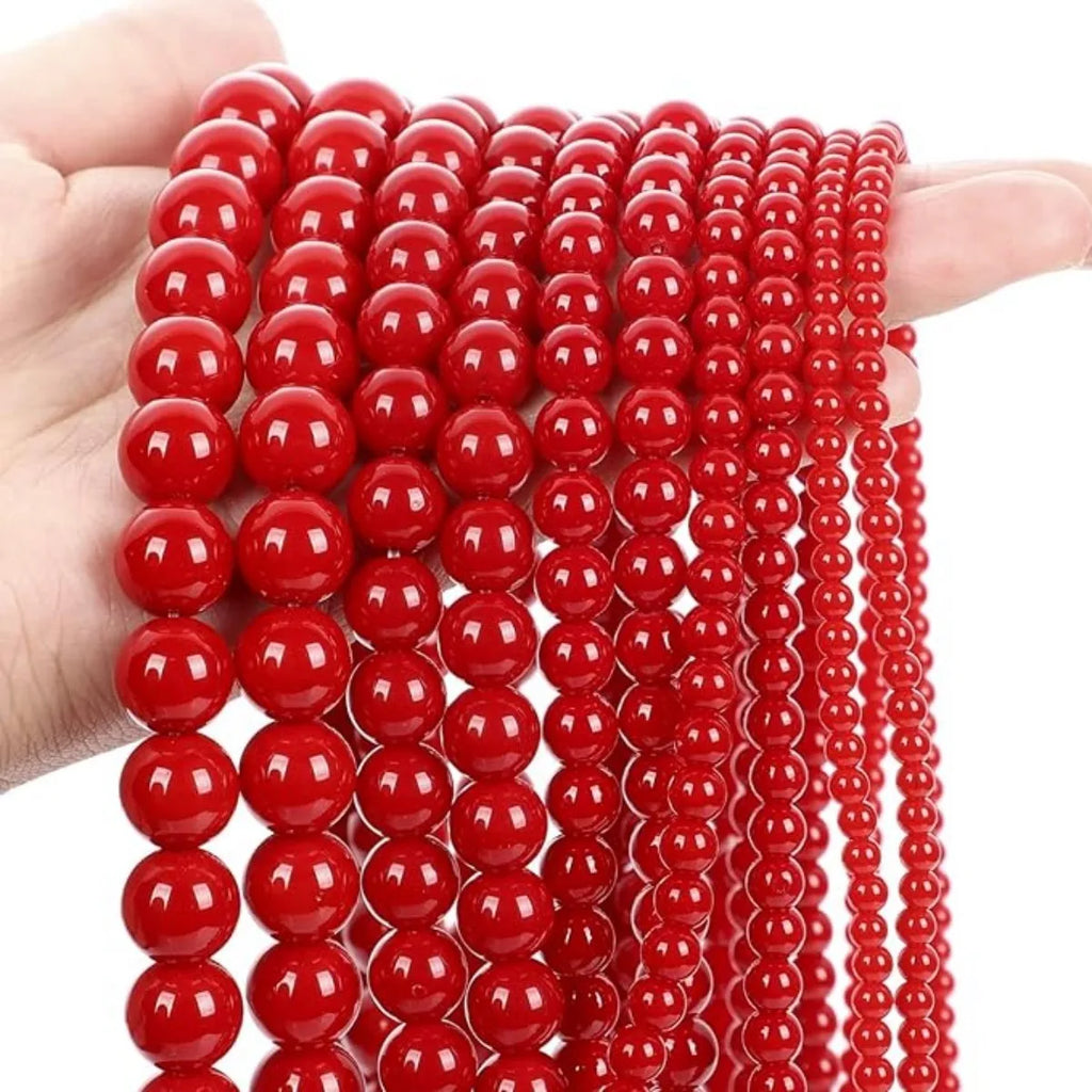 6/8/10mm Red Coral crystal Beads Round for Jewelry Making DIY Bracelet Necklace Accessories Charms Beaded