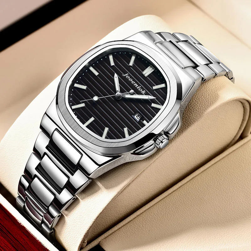 JOOENIOK Luxury Military Man Watch Square Waterproof Luminous Date Week Men Watch Stainless Steel Quartz Men's Watches Reloj+box