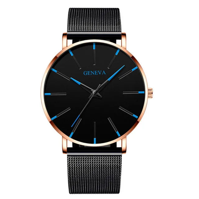 Minimalist Mens Fashion Ultra Thin Watches Simple Men Business Mesh Belt Quartz Wrist Watch Relogio Masculino