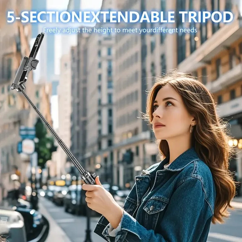 Universal Clip Selfie Stick, 360° Rotation Phone Holder, Foldable Extendable Selfie Stick with Wireless Remote, Portable Travel