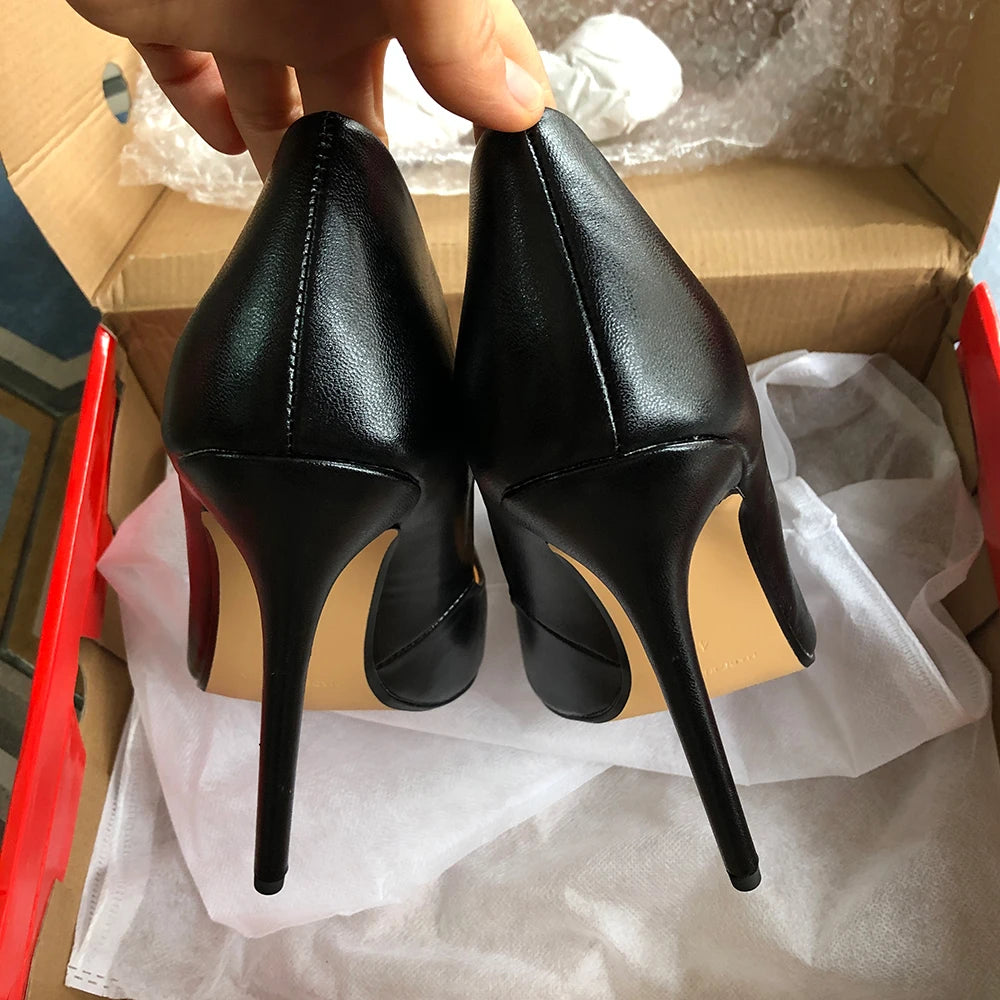 Tikicup Plus Size 47 48 Solid Matte Black 15cm Extreme Pointed Toe Stiletto High Heels Slip On Dress Pumps Fetish Unisex Shoes