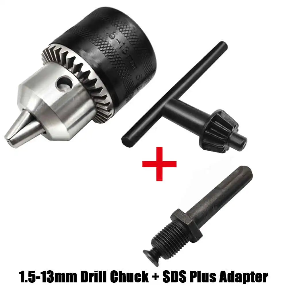 1.5-13mm Drill Chuck,1/2-20UNF Mount Impact Driver Bits Chuck Conversion Hex Shank/SDS-Plus Socket Square Adapter with Chuck Key