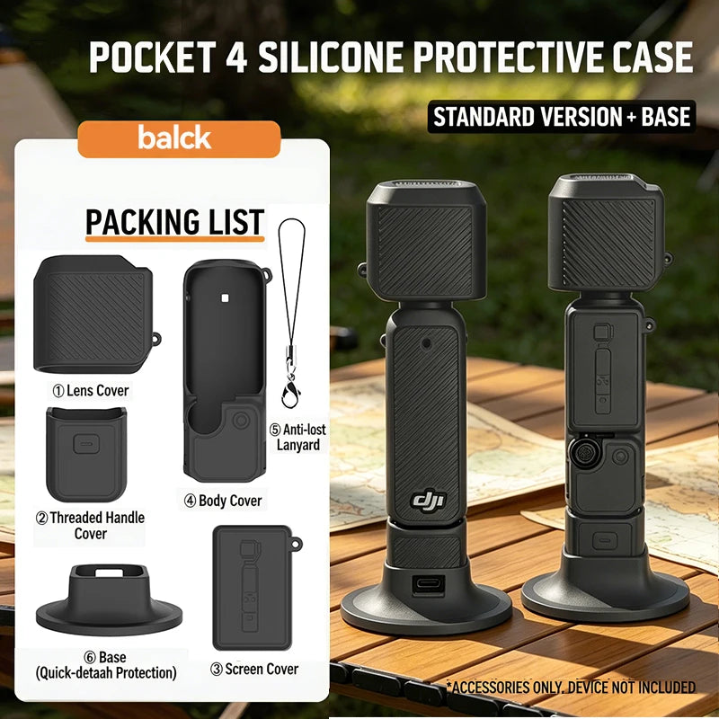 New Silicone Protective Case Set for DJI Pocket 4 Scratch-resistant Shock-resistant Protective Case for Camera Shell Accessories