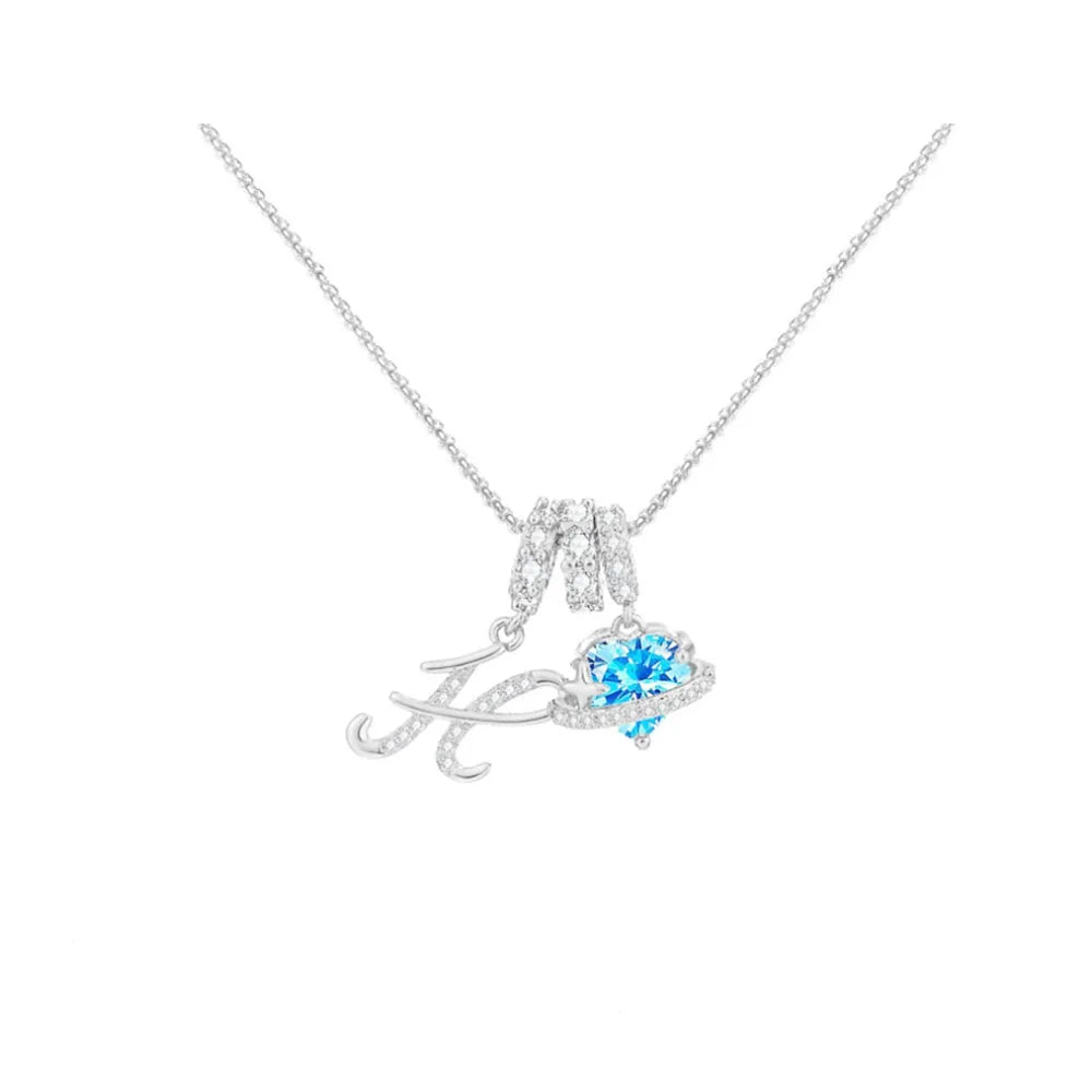 Heart-shaped Necklace with the Initial of a Lady, Zircon Pendant, English Diamond Jewelry, Suitable for Friday