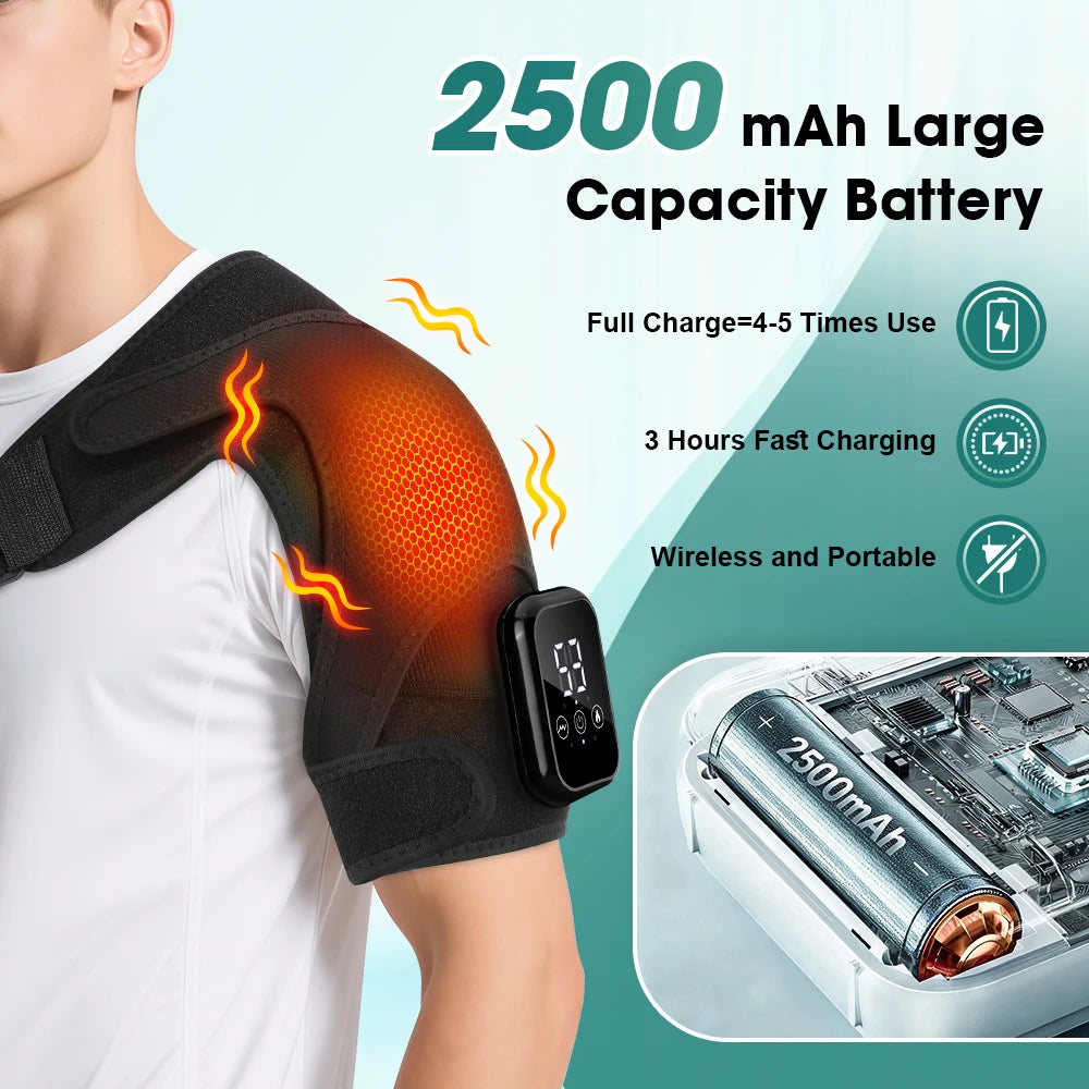 Electric Vibration Shoulder Massager With Heating 3 Levels Heated Shoulder Wrap Support Brace For Joint Care Muscle Relax