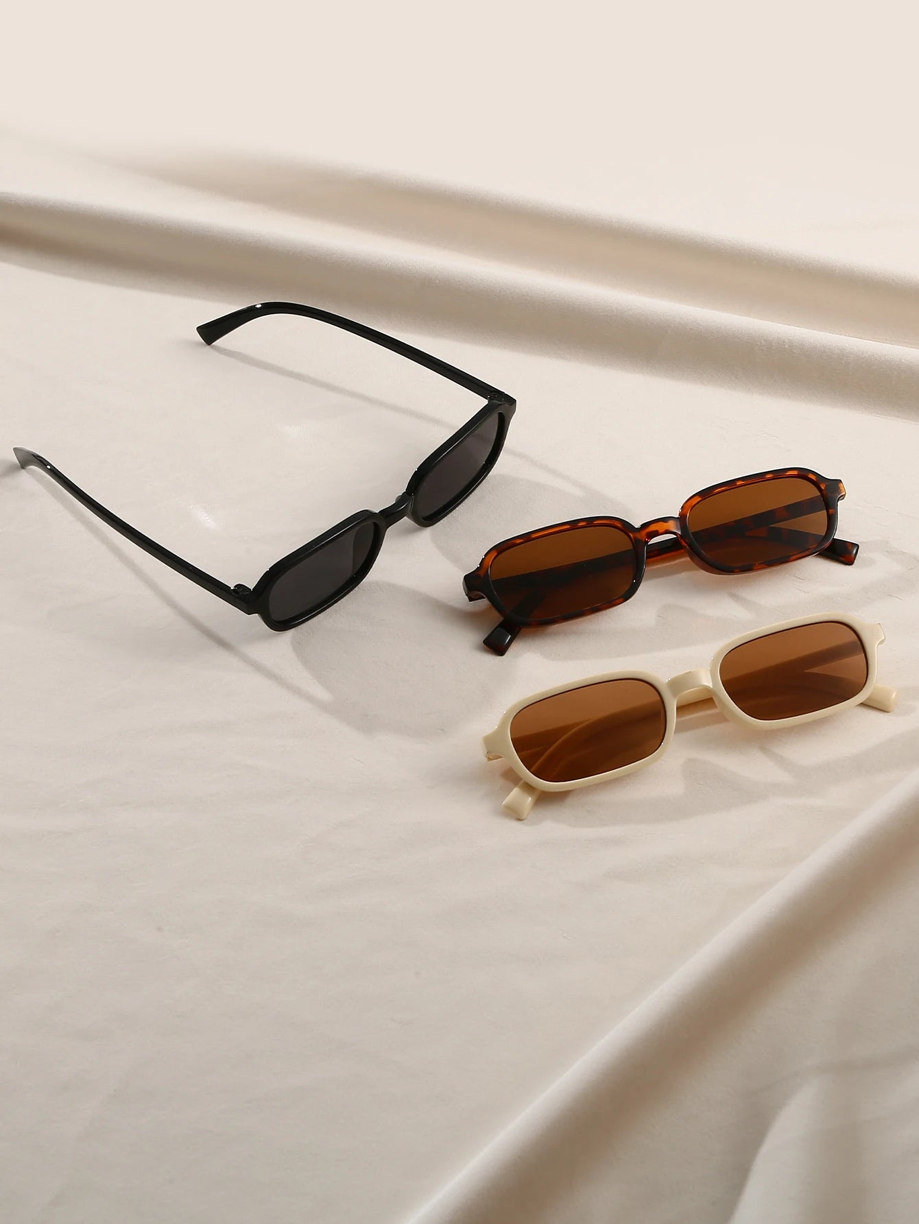 3pcs women's oval frame black tortoiseshell color matching combination suit personality trendy fashion glasses