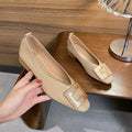 Woman Square Toe Low Heeled Metal Decoration Red Mary Janes Cute Casual Ballerina Female Flats Elegant Soft Soled Flat Shoes