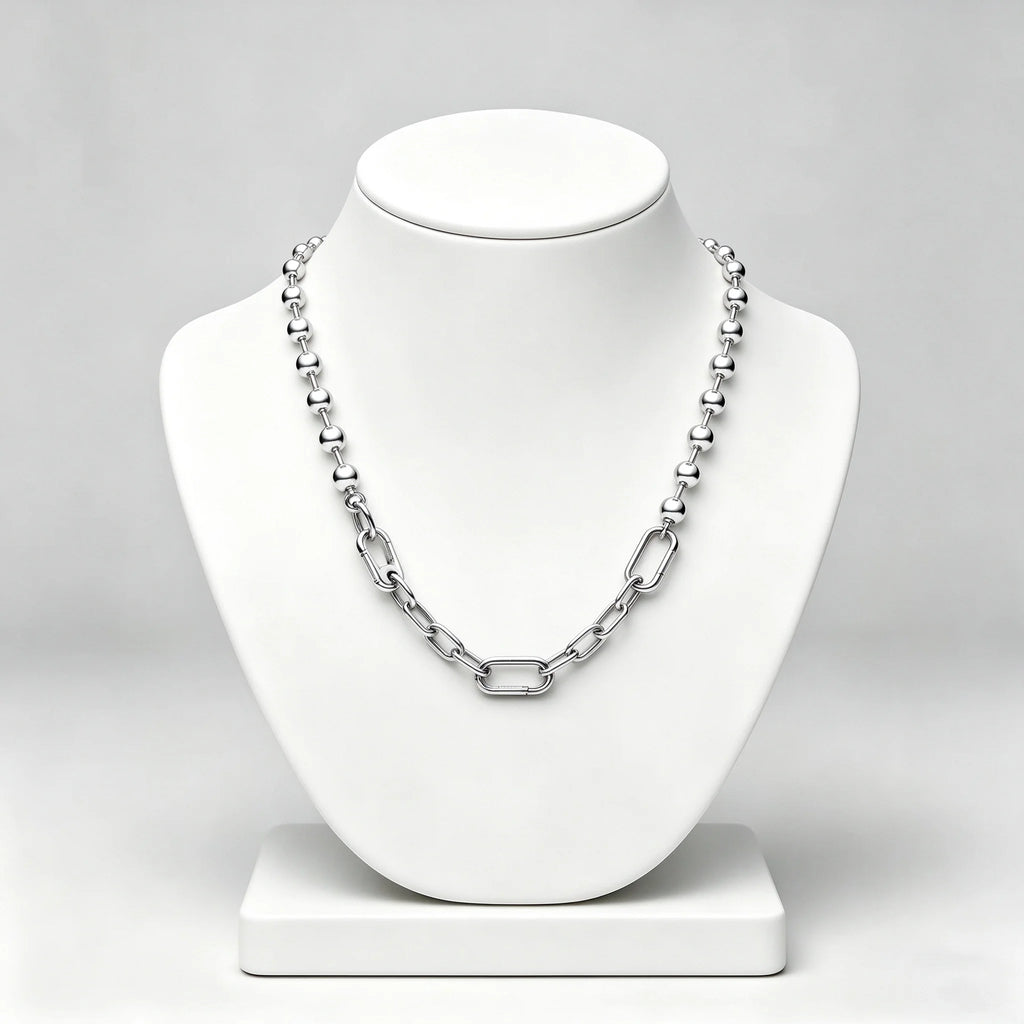 2026 New 925 Pure Silver Chain Y-shaped Necklace Two tone Splicing Necklace for Women's Fashion DIY Jewelry Gifts
