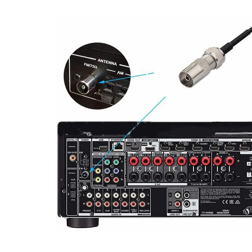 FM Radio Antenna FM Dipole Aerial Audio Plug Connector For Stereo Receiver Music System Audio Video Home Theater Receiver