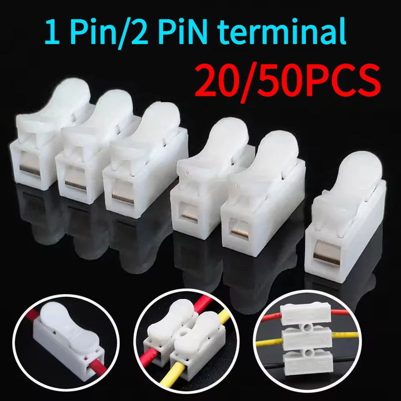20/50Pcs No Solding Quick 1P 2P Cable Wire Connector No Screw Terminal Block Spring Clamp ZiiZ