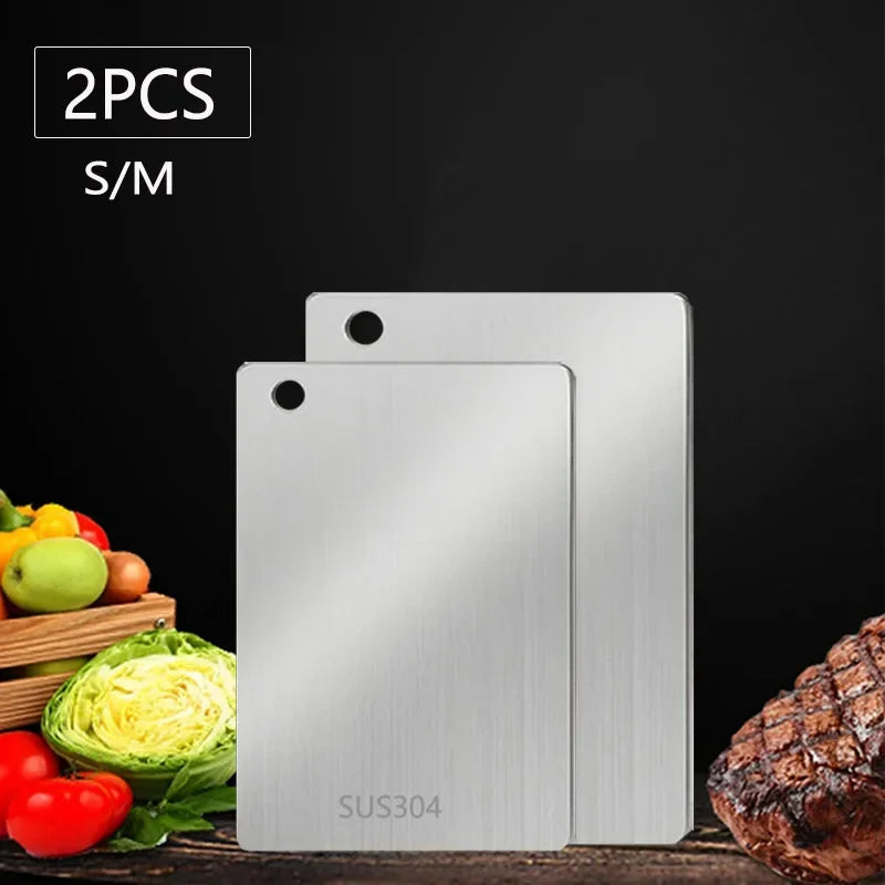 WXCOO Kitchen Cutting Board Thickened Stainless Steel Boards for Cut Vegetables Fruit Meat Food Grade Chopping Cutting Boards