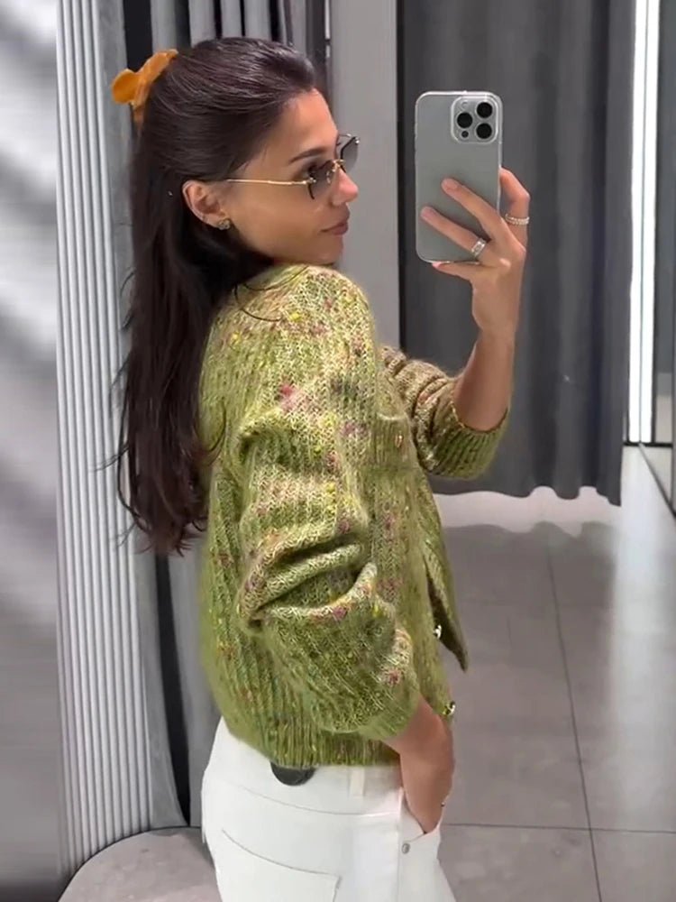 Casual Knit Cardigan Women O Neck Long Sleeves Single Breasted Loose Sweater Female 2026 Autumn New Chic Fashion Soft Knitwears