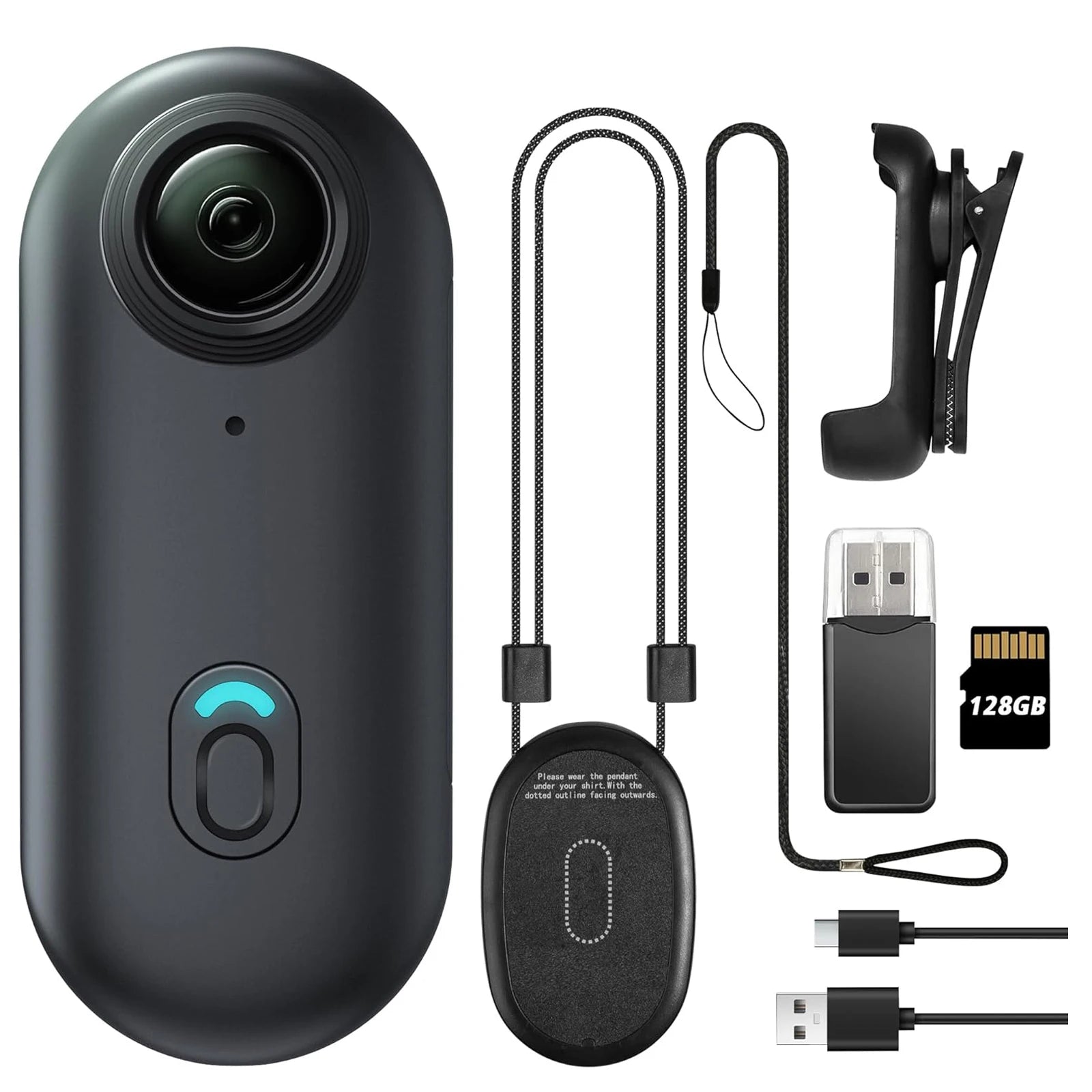 4K Mini WIFI Action Camera 128GB Thumb POV Portable Video Recorder with IPX7 Waterproof Camcorder Helmet Mount Vlogging (Black)