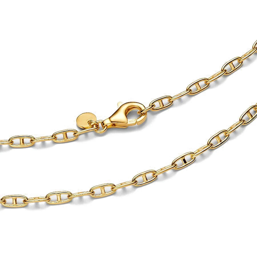 S925 Sterling Silver Necklace 18K Gold Plated Link Chain Necklace Fashion Minimalist Jewelry for Women Daily Party Gift