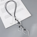 Amorcome Big Silver Color Heart Pendant Long Leather Necklace Boho Women Statement Ethnic Jewelry Lariat Necklace Mujer Collares