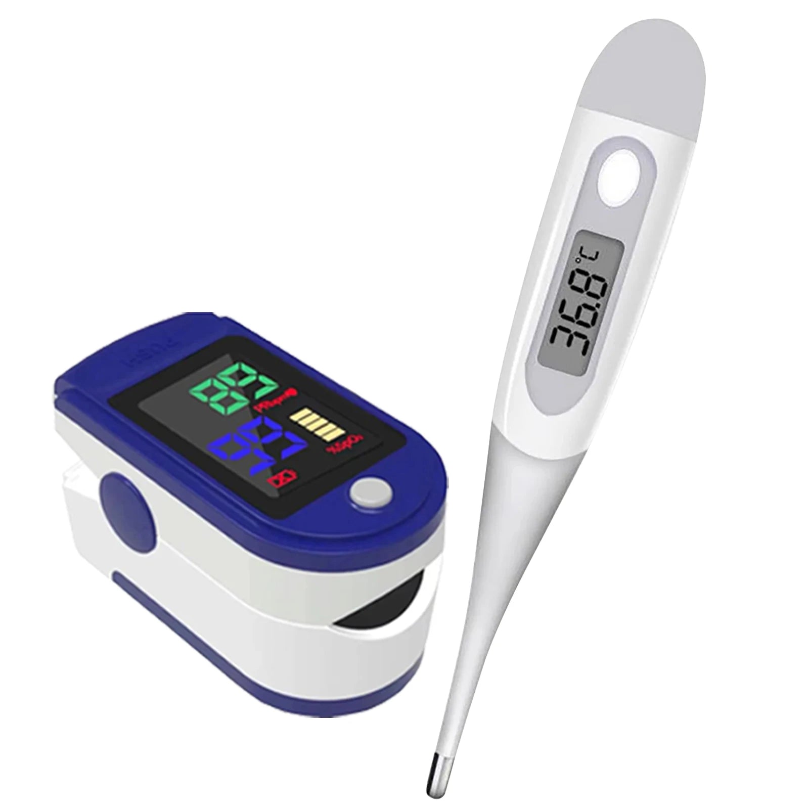 Pulse Oximeter Finger Clip Pulse Thermometer Electronic Soft Head Oral Armpit Temperature Measurement Household Adults Children