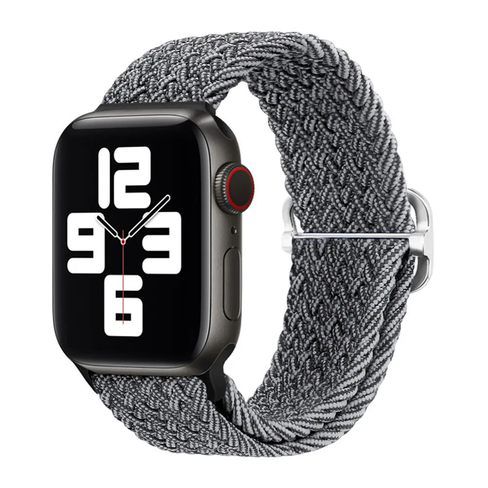 Braided Loop for Apple Watch Strap 44mm 40mm 45mm 41mm 42mm 38mm 49mm Elastic Solo Bracelet IWatch Series 7 Se 3 6 Ultra 8 Band