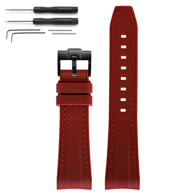 Rubber Silicone Watch Band for Swatch X Blancpain GREEN ABYSS Curved End Waterproof Sport Woven Pattern Strap Bracelet 22mm