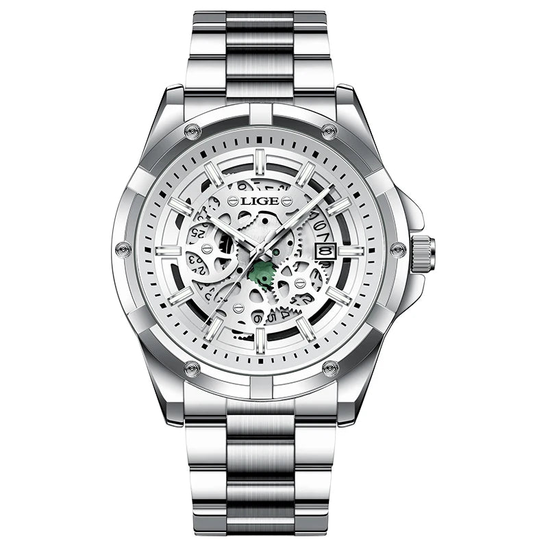 LIGE Business Men's Watches Waterproof Calendar Luminous Fashion Quartz Watch For Man Stainless Steel Male Clock Reloj Hombre