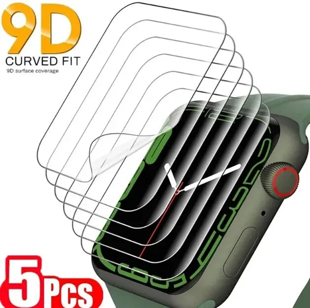 5PCS Protection Film for Apple Watch 9 5 6 SE 40mm 44mm 41mm 45mm Screen Protector for Apple Watch 5 6 7 8 9 41mm 45mm 40mm 44mm