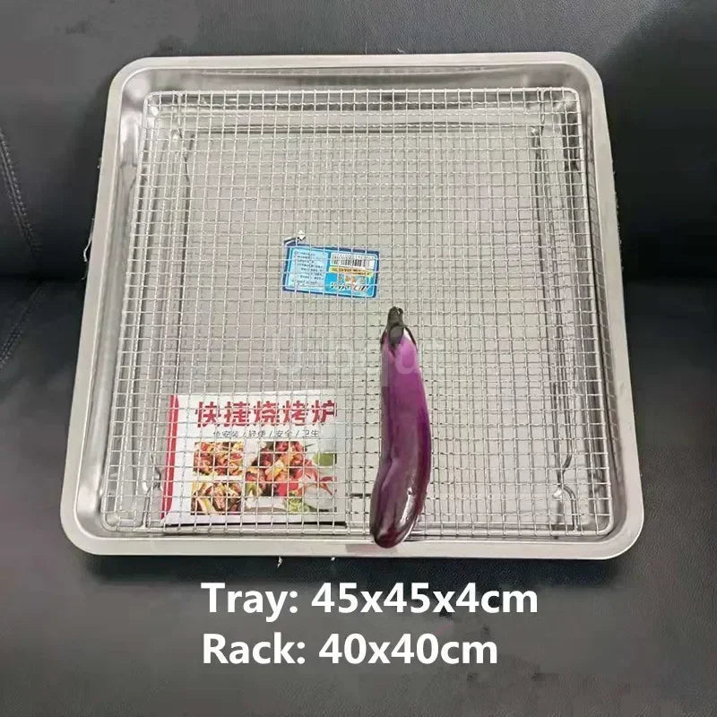 square bbq net rack meshes stainless steel 304 BBQ grill Mesh Rectangular Baking rack with Foot leg Drainage Cake Drying Frame