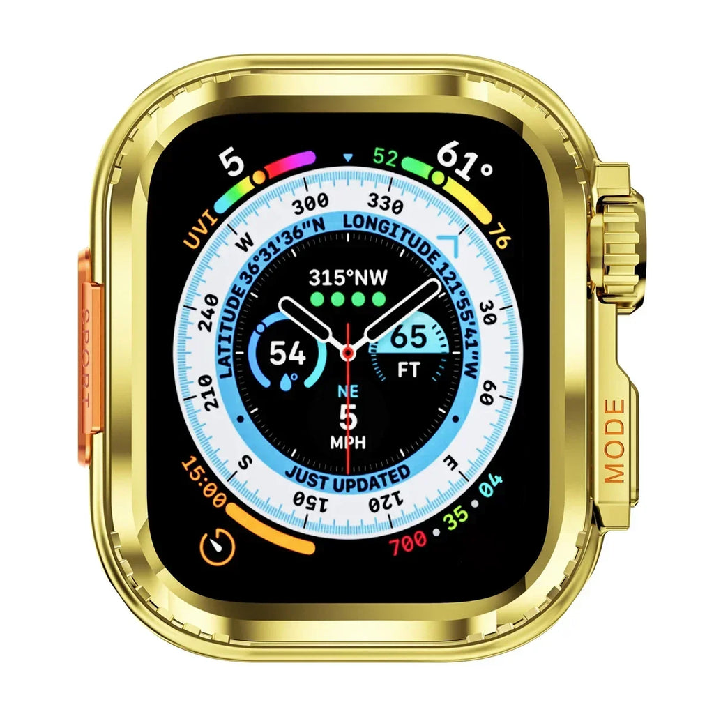 45MM 44MM Metal Watch Case For Apple Watch Series 9 8 7 5 6 4 SE 45mm Sport Change To Ultra Protection Bumper Cover