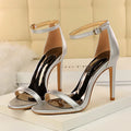 Summer Women 10cm High Heels Fetish Leather Sandals Lady Gladiator Strap Stripper Sandles Yellow Platform Nightclub Party Shoes