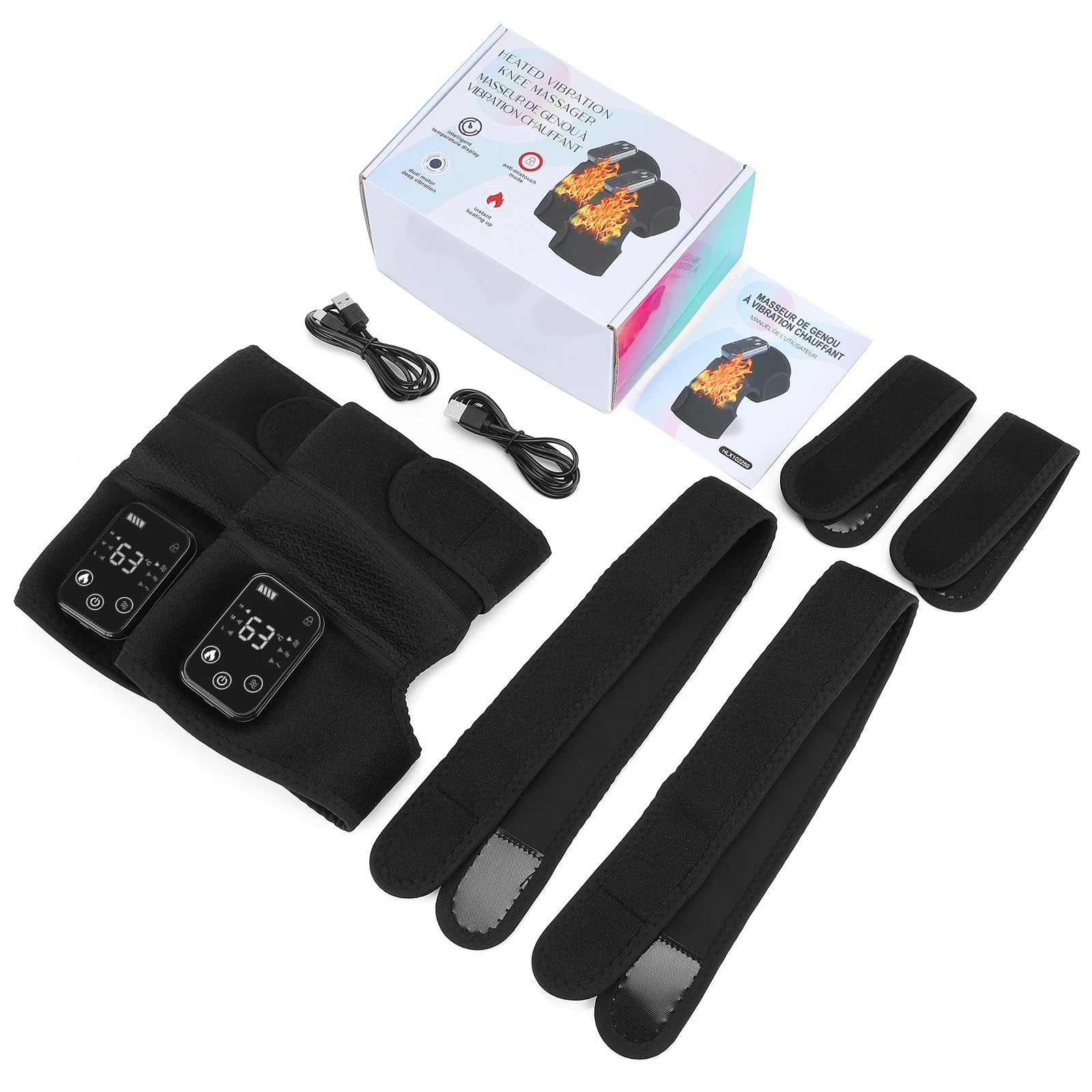 Thermal Knee Massager 3 in 1 Shoulder Knee Elbow Heating Massage Support Brace Rechargeable Vibration Pad Machine Muscle Relax
