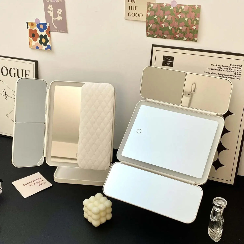 LED Trifold Makeup Mirror with Magnification