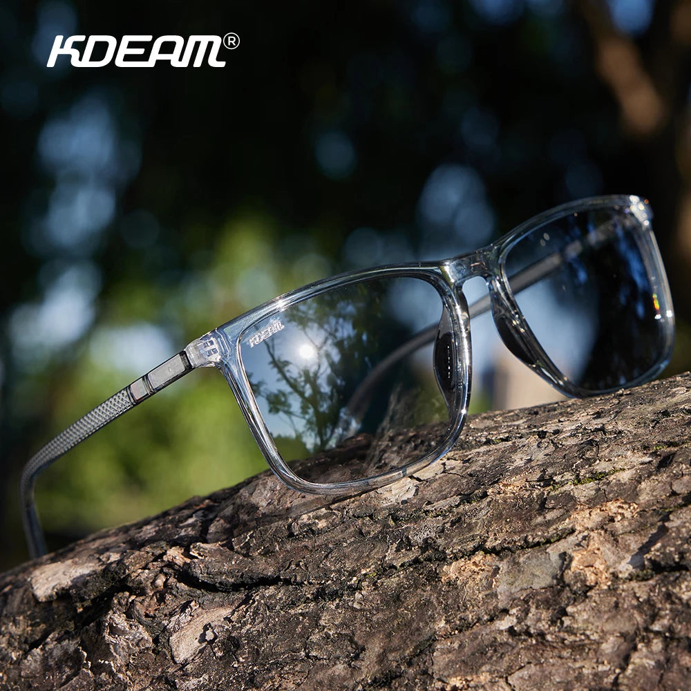 KDEAM Large Frame Square Polarized Sunglasses Photochromic Sun Glasses Men Women Outdoor Driving Eyewear Big Head Friendly