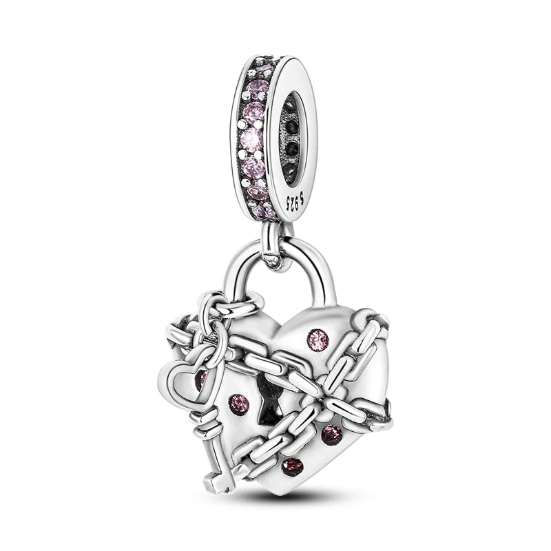 Charms Beads 925 Sterling Silver Tree of Life Peach Heart Sweet Love Charms Fit Pendants Bracelets Necklaces Women Jewelry Gift