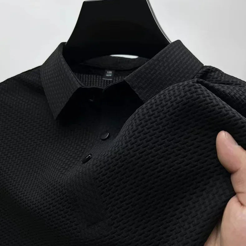 Business Casual Sweat-absorbing Top Brand Clothes Summer New Men's Short Sleeve T-shirt Ice Silk Cool and Breathable POLO Shirt