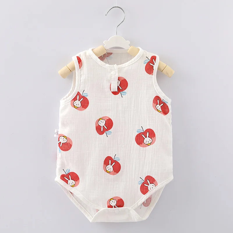 Summer Baby Home Suit Bodysuit Cute Cartoon Bear Rabbit Boys Girls Children Climbing Pajamas Thin Newborn Kids Sleeping Clothes