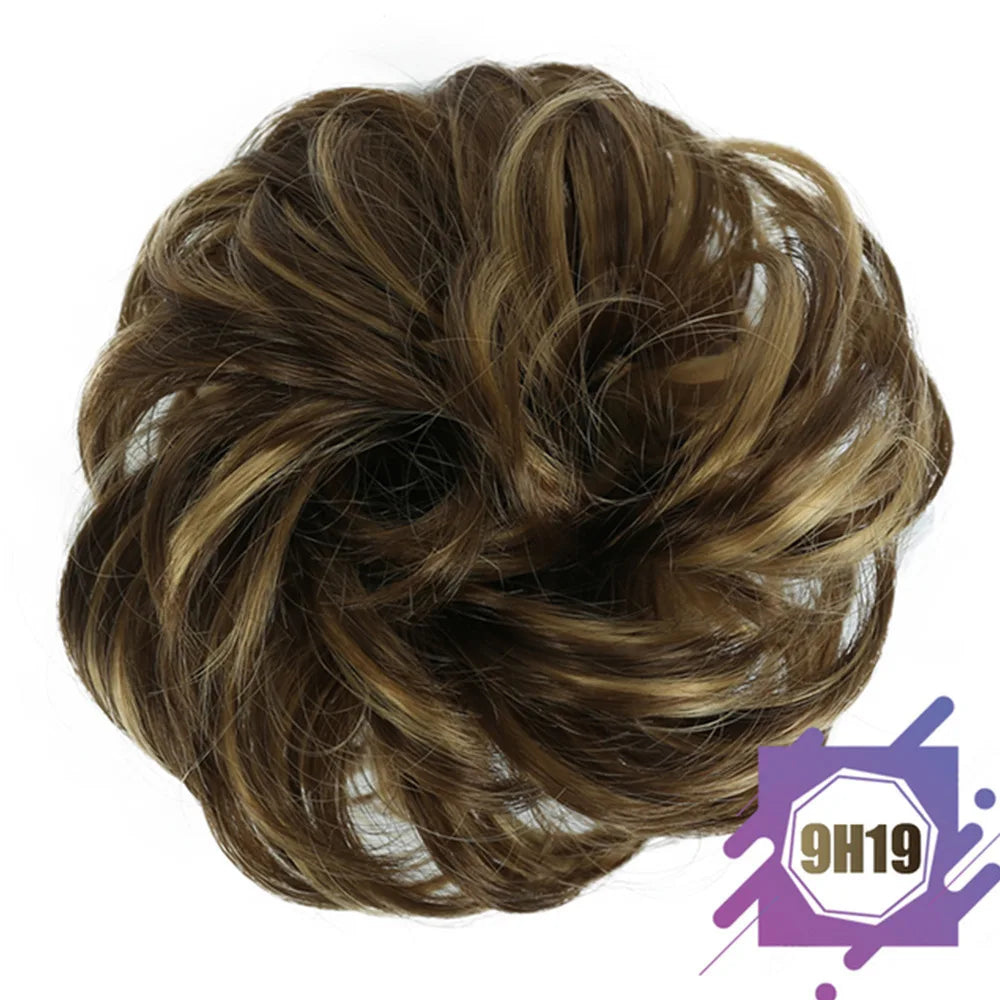 Synthetic Messy Hair Bun Chignon Scrunchies Fake Hair Band Braid Elastic Hairpiece Tail Chignon Donut Updo Hair Pieces for Women