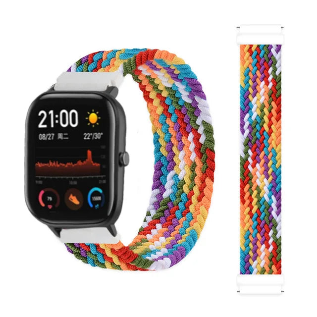 20mm 22mm Watch Straps For Amazfit GTS/4/3/2/2e/GTS2 Mini/GTR 4/3 pro/GTR2/2e/2 Braided solo loop Bracelet Amazfit bip 6 5 band