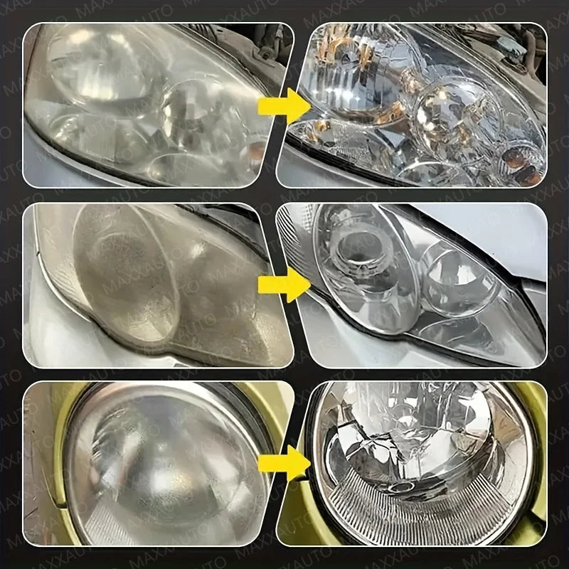 Car Headlight Restoration Polishing Kit - Headlamp Scratch Remover Repair Cleaning Paste Remove Oxidation Headlight Polish Spray