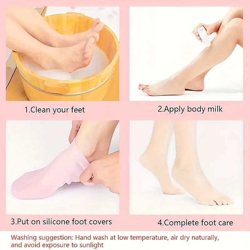 2 Pairs Of Moisturizing Silicone Foot Socks - Specially Designed For Cracked Feet, Contains Massage And Moisturizing Gel