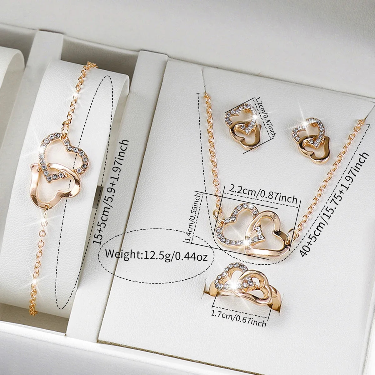 6PCS Elegant Women Rectangle Roma Dial Wristwatch Fashion Alloy Strap Quartz Watch With Diamond Heart Jewelry Set(Without Box)
