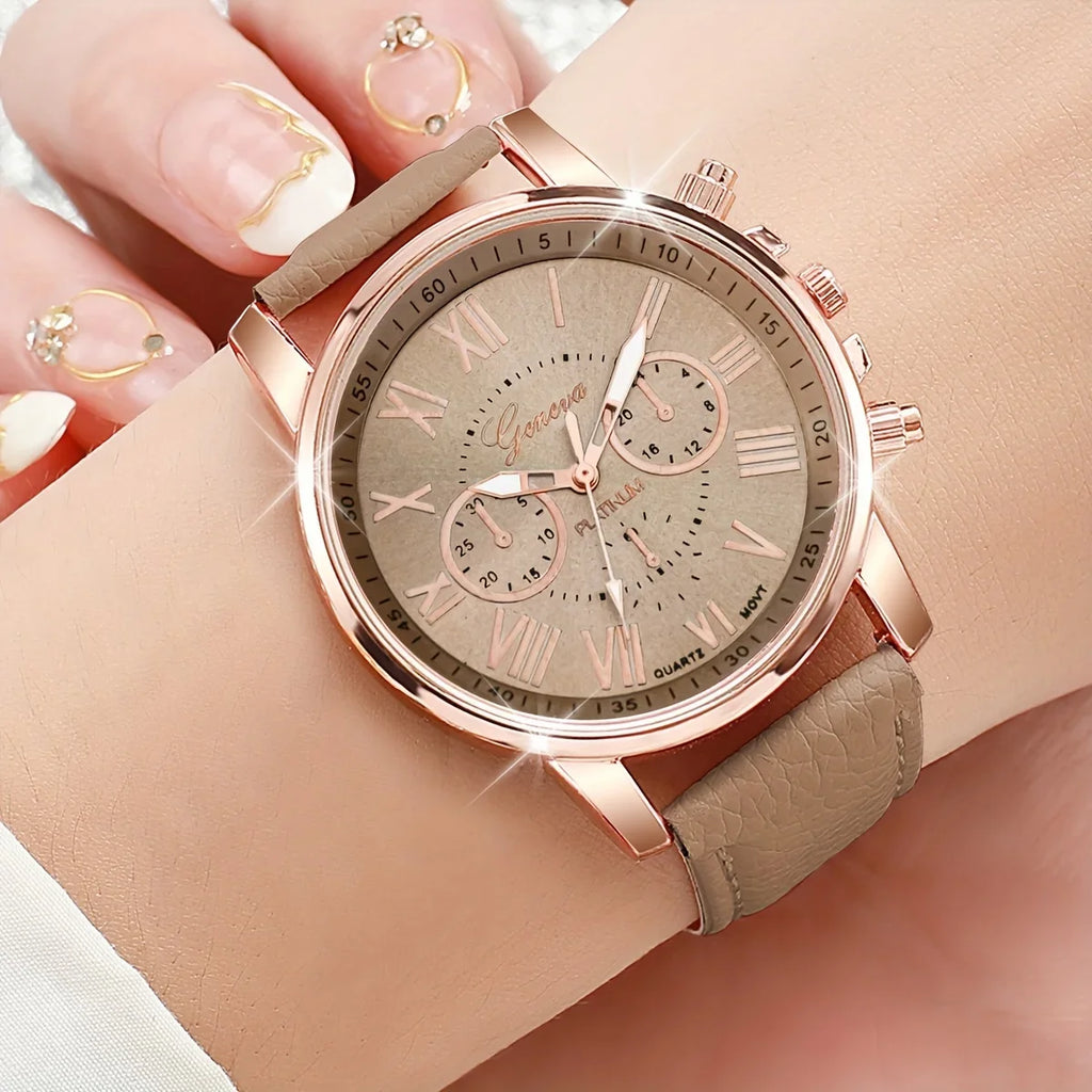 12 piece set of women's fashionable quartz watch - candy colored Roman numerals, casual style, no watch box