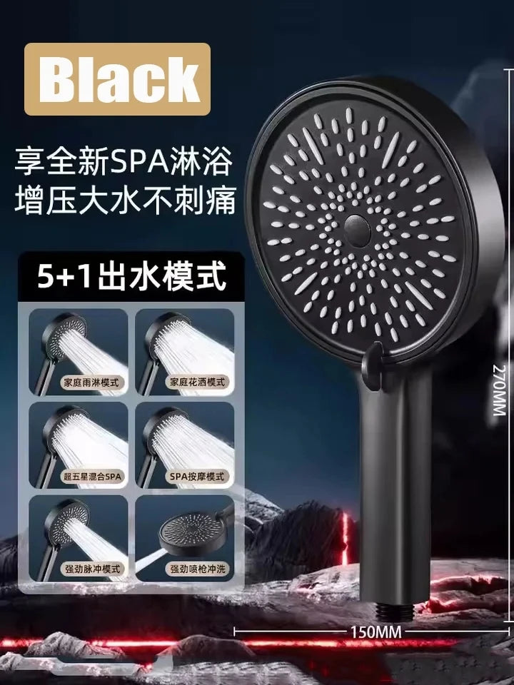 New 15CM Big Panel Massage Spa Pressurized Shower Head 7 Modes High Pressure Rainfall Shower One-Key Stop Handheld Showerhead