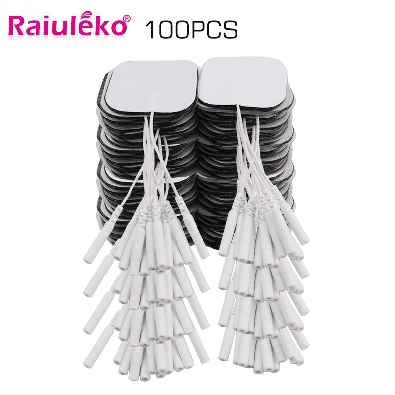 20/100p 5x5cm TENS Ems Nerve Muscle Stimulator Electrode Pads Gel Electrode Pads Tens Electrodes Acupuncture Machine 2mm Plug